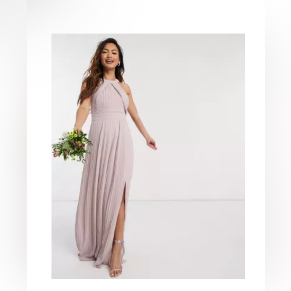 TFNC bridesmaid exclusive pleated maxi dress in pink